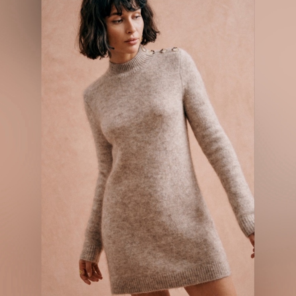 Sezane Polly mohair sweater dress (38)
